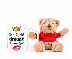 Meškiuko ir puodelio rinkinys "Geriausia draugė pasaulyje"
