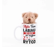 Meškiuko ir puodelio rinkinys "Myliu labiau, nei vakar"