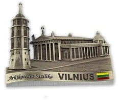 Metalinis šaldytuvo magnetukas "Vilnius - arkikatedra bazilika"