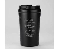 Metalinis termopuodelis "Gardžios kavelės, gražios dienelės" (400ml)