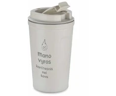 Metalinis termopuodelis "Mano vyras karštesnis nei kava" (400ml)