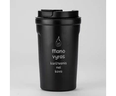 Metalinis termopuodelis "Mano vyras karštesnis nei kava" (400ml)