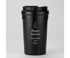 Metalinis termopuodelis "Mano žmona kaštesnė nei kava" (400ml)