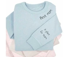 UNISEX pastelinis "Sully" džemperis "Best mom" su spauda ant rankovės