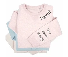UNISEX pastelinis "Sully" džemperis "Mamytė" su spauda ant rankovės