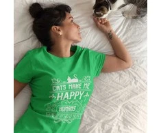 Moteriški marškinėliai "Cats make me happy"