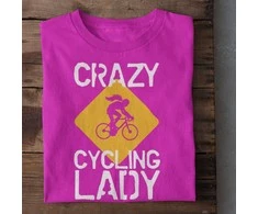 Moteriški marškinėliai "Crazy cycling lady"