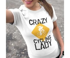 Moteriški marškinėliai "Crazy cycling lady"