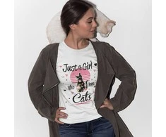 Moteriški marškinėliai "Just a girl who loves cats"