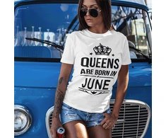 Moteriški marškinėliai "Queens are born" su Jūsų pasirinktu mėnesiu