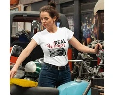 Moteriški marškinėliai "Real women ride motorcycle"