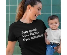 Moteriški marškinėliai "Super mama apibūdinimas"