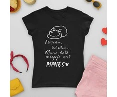 Moteriški marškinėliai "Vėluoju, nes mano katė miegojo ant manęs"