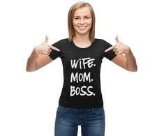 Moteriški marškinėliai "Wife. Mom. Boss"
