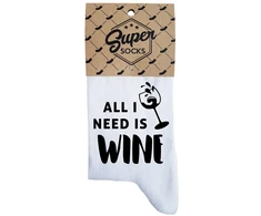 Moteriškos kojinės „All I need is wine“