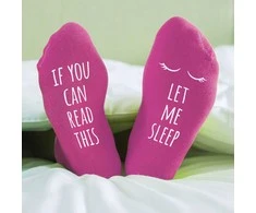 Moteriškos kojinės su spauda ant padų "Let me sleep"