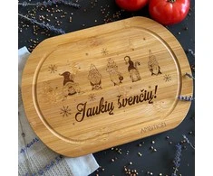 Ovali bambukinė pjaustymo lentelė "Jaukių švenčių"