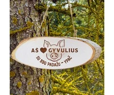 Pakabinama medžio riekė "Aš myliu gyvulius"