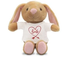 Pliušinis zuikutis "Binky - meilė" su Jūsų pasirinktais inicialais (18 cm)