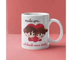 Puodelis "Meilė yra - atiduoti savo širdį"