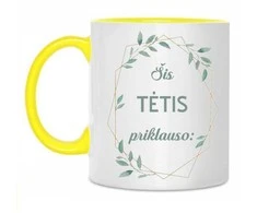 Puodelis "Šis tėtis priklauso" su pasirinktais vardais