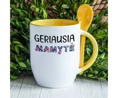 Puodelis su šaukšteliu "Geriausia mamytė"