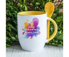 Puodelis su šaukšteliu ir Jūsų sukurtu dizainu