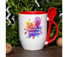 Puodelis su šaukšteliu ir Jūsų sukurtu dizainu