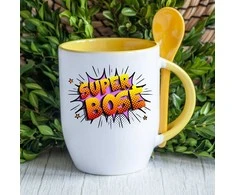 Puodelis su šaukšteliu "Super bosė"
