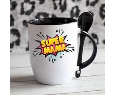 Puodelis su šaukšteliu "Super mama"