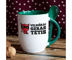 Puodelis su šaukšteliu "Velniškai geras tėtis"