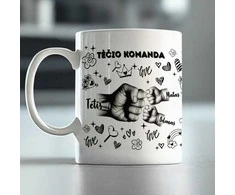 Puodelis "Tėčio komanda" su pasirinktais vaikų vardais
