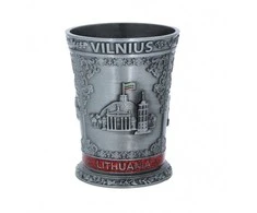 Sidabro spalvos metalinis stikliukas "Lietuva"
