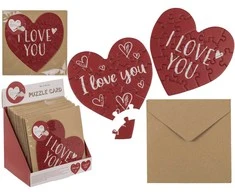 Širdelės formos atvirutė - dėlionė "Love"