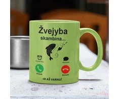 Spalvotas puodelis "Žvejyba skambina"