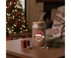 Stiklainis gėrimams su metaliniu šiaudeliu "Teddy bear", 400ml