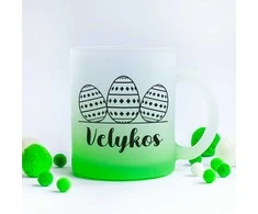 Stiklinis matinis puodelis "Velykos"