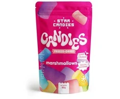 Supergarden STAR CANDIES šaltyje džiovinti zefyriukai "Marshmallows", 50g.
