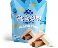 Supergarden STAR CANDIES šaltyje džiovinti ledai NEAPOLITAN (vaniliniai, šokoladiniai, braškiniai), 16g