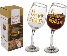 Svyruojanti vyno taurė "Drunk again" (420ml)
