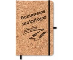 Užrašų knygelė kamštiniu viršeliu "Geriausios mokytojos užrašai" (A5)