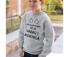 Vaikiškas džemperis "Varau į mokyklą" (be kapišono)