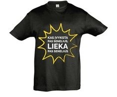 Vaikiški marškinėliai "Kas vyksta pas senelius - lieka pas senelius"