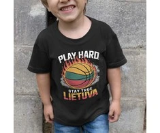 Vaikiški marškinėliai "Lietuva: play hard, stay true"
