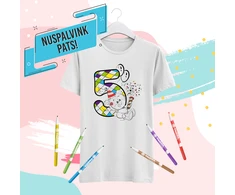 Vaikiški marškinėliai "Nuspalvink pats! Man jau 5-eri"