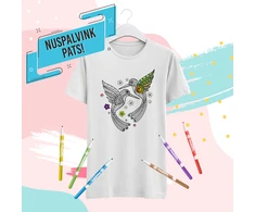 Vaikiški marškinėliai "Nuspalvink pats! Paukščiai"