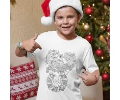 Vaikiški marškinėliai "Nuspalvink pats! Kalėdinis elnias"