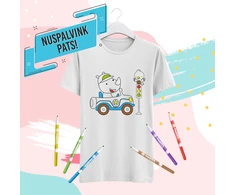 Vaikiški marškinėliai "Nuspalvink pats! Mašinytė"