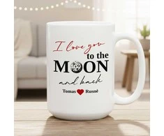 XL puodelis "To the moon and back" su Jūsų pasirinktais vardais (450ml)