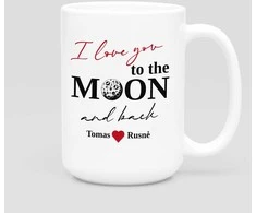 XL puodelis "To the moon and back" su Jūsų pasirinktais vardais (450ml)